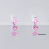 Bông Tai Bạc Cho Bé S925 Kiểu Bật Một Hàng Đá 4 Viên Ziczac Xinh Xắn H2410280058