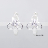 Bông Tai Bạc Nữ Kiểu Bật Hoa 3 Cánh Trơn Đơn Giản H2410280074