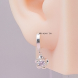 Bông Tai Bạc Nữ S925 Khong Tròn Hoa 5 Cánh Xoáy Xinh Xắn H2410250088