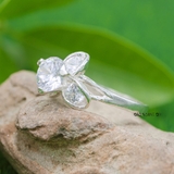 Nhẫn Bạc Nữ Thiết Kế Hình Hoa Lá Đính Đá Sang Trọng  N2409010105