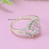 Nhẫn Bạc Nữ Hình Lá Cách Điệu Đính Đá Oval N2408310054