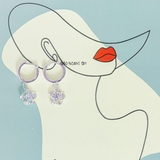 Bông Tai Bạc Nữ S925 Khong Tròn Hoa 5 Cánh Xoáy Xinh Xắn H2410250088