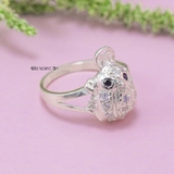 Nhẫn Bạc Nữ Cóc Ngậm Kim Tiền Tài Lộc Đính Đá Sang Trọng N2409030007