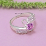 Nhẫn Bạc Nữ Phong Thủy Đá Hồng N2409040089