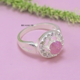 Nhẫn Bạc Nữ Phong Thủy Đá Hồng N2409040091