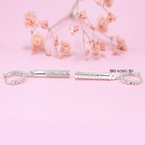 Bông Tai Bạc Nữ Khong Tròn Hình Trụ Đính Đá Đẹp Xinh H2410260020