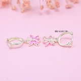 Bông Tai Bạc Nữ Khong Tròn Cánh Bướm Đá Hồng Dễ Thương H2410260001