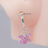 Bông Tai Bạc Nữ Khong Tròn Cánh Bướm Đá Hồng Dễ Thương H2410260001