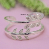 Nhẫn Bạc Nữ Thiết Kế Mẫu Nhẫn Mở Hình Chiếc Lá N2409020073