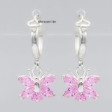 Bông Tai Bạc Nữ Khong Tròn Cánh Bướm Đá Hồng Dễ Thương H2410260001