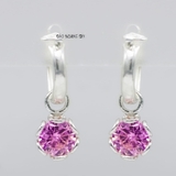 Bông Tai Bạc Nữ Khong Tròn Hoa Đá Hồng 6.5 Ly Trẻ Trung  H2410250090