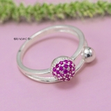 Nhẫn Bạc Nữ Quả Cầu Đính Đá Hồng N2409060054