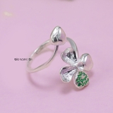Nhẫn Bạc Nữ Thiết Kế Mẫu Nhẫn Mở Hình Bông Hoa và Trái Tim Free Size N2409020088