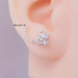 Bông Tai Bạc Nữ Kiểu Đường Cong 7 Viên Đá Lấp Lánh H2410290002