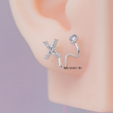 Bông Tai Bạc Nữ Kiểu Nụ Chữ Cái Cá Tính H2410280095