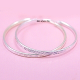 Bông Tai Bạc Nữ S990 Nguyên Chất Tròn Phay 2 Kích Cỡ