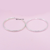 Bông Tai Bạc Nữ S990 Nguyên Chất Tròn Phay 2 Kích Cỡ