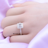 Nhẫn Bạc Nữ Hình Vuông Đính Đá Sang Trọng