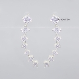 Bông Tai Bạc Nữ Kiểu Đường Cong 7 Viên Đá Lấp Lánh H2410290001