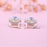 Bông Tai Bạc Nữ S925 Kiểu Bật Hình Bông Hoa Đá Xanh Dương Nổi Bật H2410210029
