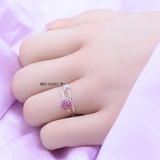 Nhẫn Bạc Nữ Quả Cầu Đính Đá Hồng N2409060054