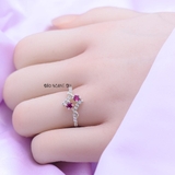 Nhẫn Bạc Nữ Thiết Kế Quả Trám Cách Điệu Đá Hồng N2409040093