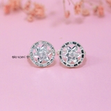 Bông Tai Bạc Nữ S925 Kiểu Bật Hình Tròn Hoa 6 Cánh Xinh Xắn H2410210047