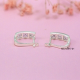 Bông Tai Bạc Nữ Kiểu Bật Hàng Đá Vuông Tinh Tế H2410210004