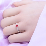 Nhẫn Bạc Nữ Thiết Kế  Đính Đá Đỏ Đơn Giản N2409060055