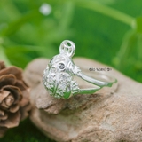 Nhẫn Bạc Nữ Cóc Ngậm Kim Tiền Tài Lộc Đính Đá Sang Trọng N2409030007