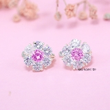 Bông Tai Bạc Nữ Kiểu Bật Bông Hoa 6 Cánh Tròn Sang Trọng H2410210010