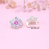 Bông Tai Bạc Nữ Kiểu Bật Bông Hoa 6 Cánh Tròn Sang Trọng H2410210010