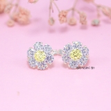 Bông Tai Bạc Nữ Kiểu Bật Bông Hoa 6 Cánh Tròn Sang Trọng H2410210011