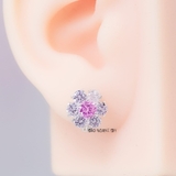 Bông Tai Bạc Nữ Kiểu Bật Bông Hoa 6 Cánh Tròn Sang Trọng H2410210010