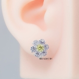 Bông Tai Bạc Nữ Kiểu Bật Bông Hoa 6 Cánh Tròn Sang Trọng H2410210011