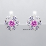 Bông Tai Bạc Nữ Kiểu Bật Bông Hoa 6 Cánh Tròn Sang Trọng H2410210010