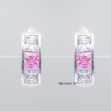 Bông Tai Bạc Nữ Kiểu Bật Hàng Đá Vuông Tinh Tế H2410210003