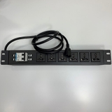 Thanh Phân Phối Nguồn Điện PDU Rack Universal 6 Way UK Outlet Có MCB SINGI Circuit Breaker 32A Công Suất Max 20A to C14 Plug Power Cord 14AWG 3x2.08mm² 300/500V 105°C UL CSA OD 9.5mm Length 2.7M
