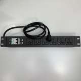 Thanh Phân Phối Nguồn Điện PDU Rack Universal 6 Way UK Outlet Có MCB Công Suất Max 20A to C14 Plug Power Cord 3x2.08mm² Length 1.8M