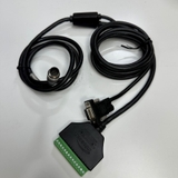 Cáp 2M 6.5ft Infoscan H12S-2M-D9PF14-V2 Cable Barcode Scanner Reader Connector M12 12 Pin A-Code Male to DB9 Female + 5.5 x 2.1mm Female DC Power Jack and I/O Cable 14 Pin Terminal Blocks