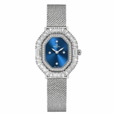 Đồng Hồ Nữ Carnival 8237L Mặt Xanh Dương Đính Đá Dây Lưới Silver Size 32mm