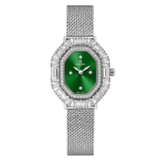 Đồng Hồ Nữ Carnival 8237L Mặt Xanh Lá Đính Đá Dây Lưới Kim Loại Silver Size 32mm