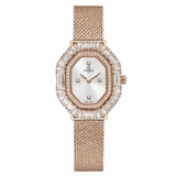Đồng Hồ Nữ Carnival 8237L Mặt Trắng Đính Đá Dây Lưới Vàng Hồng Size 32mm
