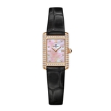 Đồng Hồ Nữ Carnival 8236L Mặt Xà Cừ Dây Da Đen Vỏ Chữ Nhật Đính Đá Rose Size 21x31mm