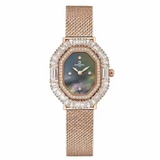 Đồng Hồ Nữ Carnival 8237L Mặt Đen Xà Cừ Đính Đá Dây Lưới Vàng Hồng Size 32mm