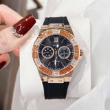 Đồng hồ nữ Guess GW0519L4 dây cao su đen vỏ rose size 39mm - Quartz Japan