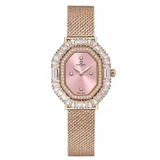 Đồng Hồ Nữ Carnival 8237L Mặt Hồng Đính Đá Dây Lưới Vàng Hồng Size 32mm