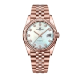Đồng Hồ Nam Carnival 8250G Size 38mm Dáng Rolex Datejust Máy Tự Động Kính Sapphire Kim Loại Vàng Hồng Mặt Trắng Xà Cừ