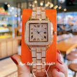 Đồng Hồ Nữ JIMI JIMI 86004 Mặt Vuông 34mm Đính Đá Dây Kim Loại Vàng Hồng