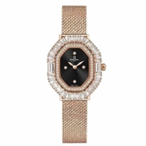 Đồng Hồ Nữ Carnival 8237L Mặt Đen Đính Đá Dây Lưới Vàng Hồng Size 32mm
